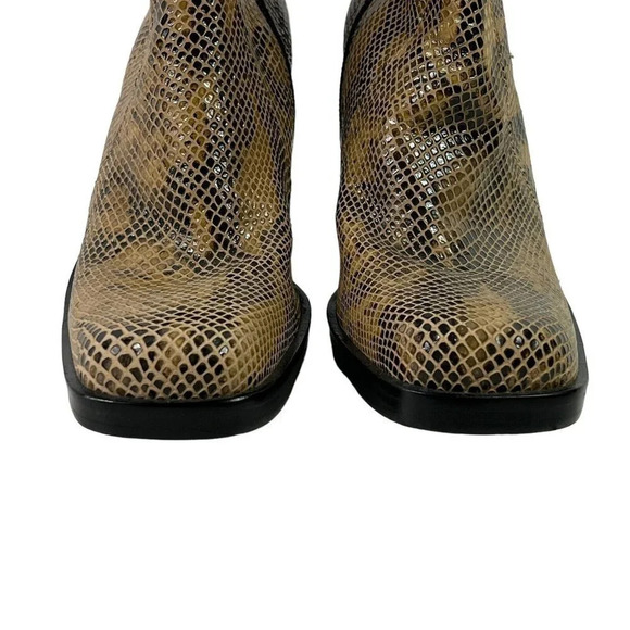 BASS AIME Leather Snakeskin Pattern Side 3" Heel Boots Zip US Size 6.5M - Picture 3 of 12